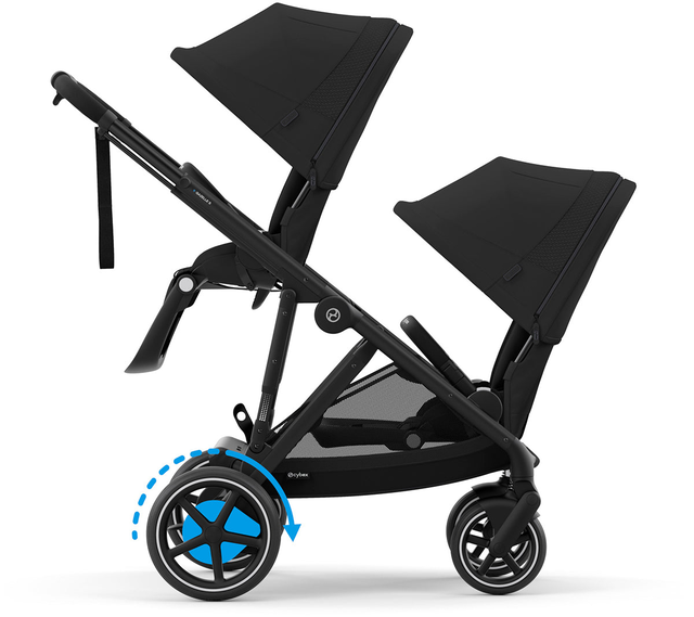 Cybex eGazelle S Electronic Assist Double Stroller Bundle - Black Frame / Moon Black