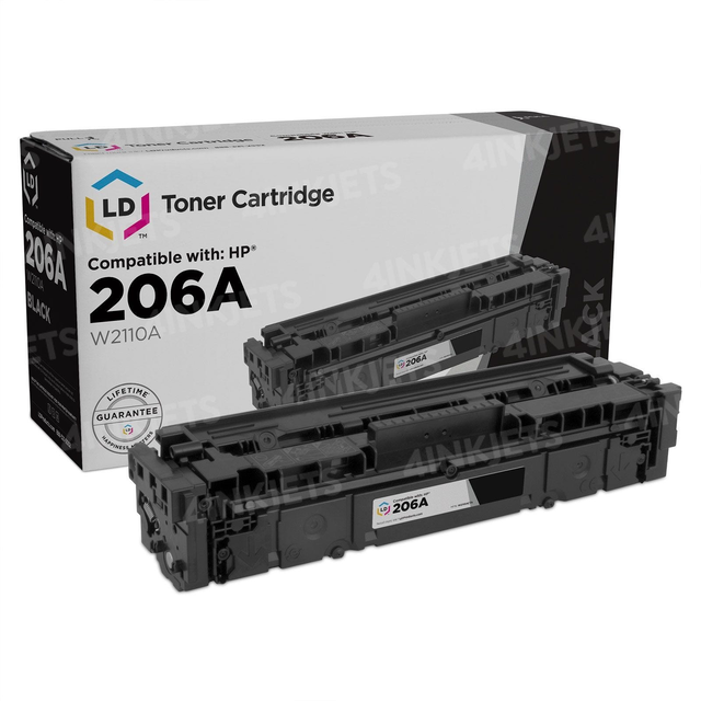 Compatible HP 206A Black Standard Yield LaserJet Toner Cartridge (W2110A) Prints 1,350 Pages with ink level chip