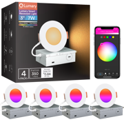 Lumary Wi-Fi Smart Canless Recessed Lighting 3 inch 4 PCS