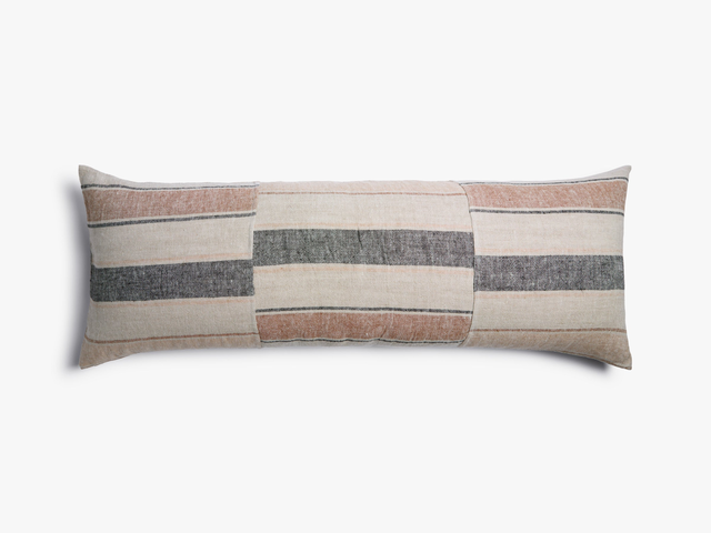 Heritage Linen Body Pillow Cover (Natural Stripe Warm)
