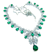 Vintage style - Timless Beauty  31.5 carat   Emerald   .925 Sterling Silver handcrafted  Statement necklace
