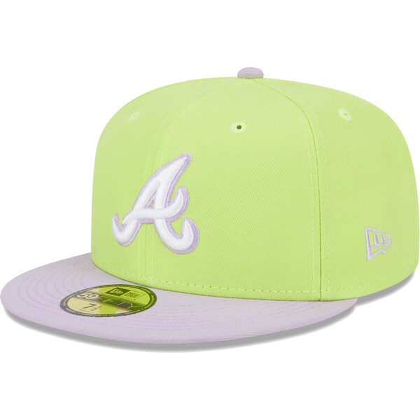 Men's Atlanta Braves New Era Neon Green/Lavender Spring Color Two-Tone 59FIFTY Fitted Hat
