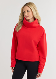 Clover Turtleneck in French Terry (Cherry Red)