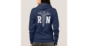 RN nurse zipped hoodie with caduceus symbol