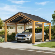 SUNJOY 11x13 Small Wooden Carport Gazebo with Ceiling Hook