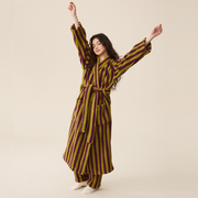 Ownkoti Winter Fleece Modern Stripe Long Bathrobe