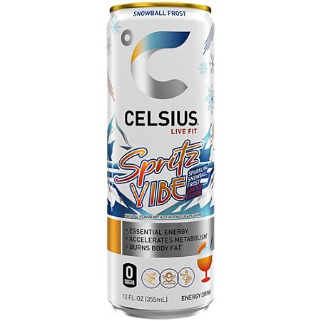 Celsius Live Fit Sparkling Energy Drink - No Sugar - Snowball Frost - Limited Edition Flavor (12 Drinks, 12 Fl Oz. Each)