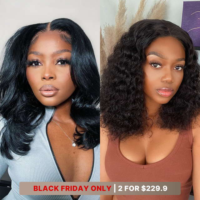 16''+16''=$229.9 | 16 Inches Wet And Wavy Water Wave 4x4 Closure Lace Wig + 16 Inches Loose Wave 5x5 Closure Lace Glueless Wig - US Only