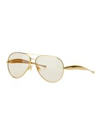 'Aviator Sardine' Gold Colored Sunglasses with Iconic Sardine Shape on Temples in Metal Woman