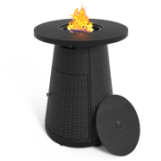 Pizzello Godere - 31.5" Propane Bar Height Fire Pit Table Outdoor Round Wicker Gas Fire Table