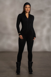 Black Kris Front Zipper Jumpsuit