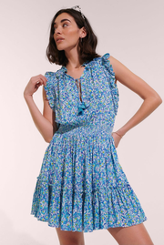 Mini Dress Triny - Blue Ocean Flowers