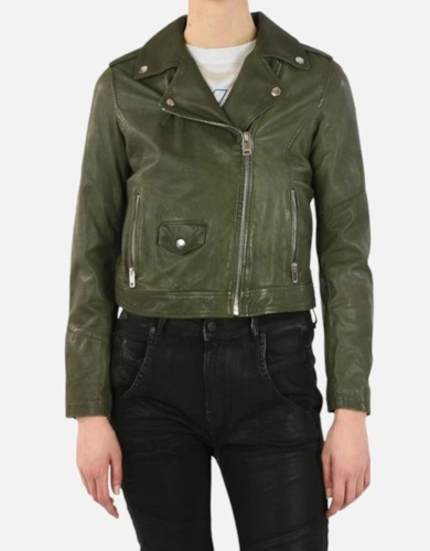 DIESEL R SERY Womens Jackets Stylish Leather Racer Coats Casual Biker Jackets