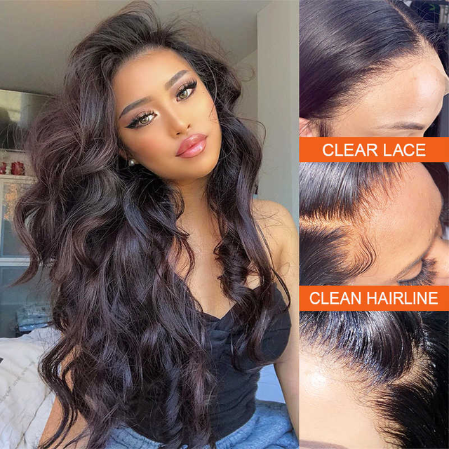 Body Wave Human Hair 13x6 HD Lace Front Wig *NEW* CLEAR LACE & CLEAN HAIRLINE [LFW12]