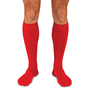 Red Merino Wool Over the Calf Dress Socks
