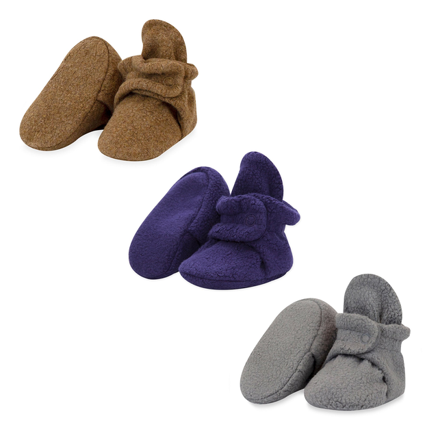 Cozie Fleece Baby Bootie 3 Pack - Heather Mocha/True Navy/Gray