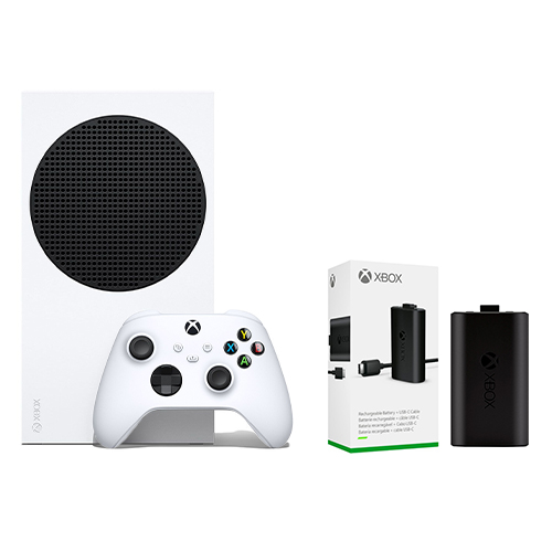Refurbished: Xbox Series S 512GB SSD Console Certified Refurbished + Microsoft Xbox Series X/S Play & Charge Kit - Includes Xbox Wireless Controller