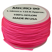 1.18 mm (3/64”) Micro Cord Neon Pink Made in the USA Nylon/Nylon (125 ft)