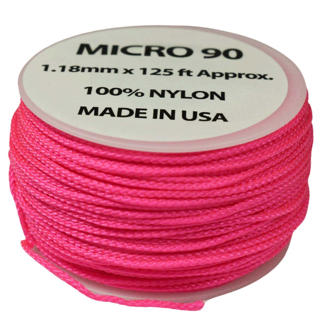 1.18 mm (3/64”) Micro Cord Neon Pink Made in the USA Nylon/Nylon (125 ft)