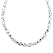 Rhodium Overlay Sterling Silver Rope Necklace (Size - 24), Silver Wt. 66.42 Gms - 7272208 - TJC
