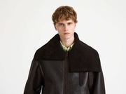 MENS SHEARLING AVIATOR JACKET IN CHOCOLATE BROWN