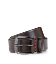 Italian-leather belt with branded buckle
