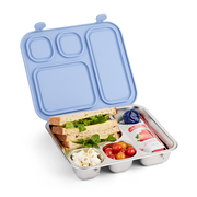Stainless Steel Bento Lunch Box with Silicone Lid (Misty Blue)