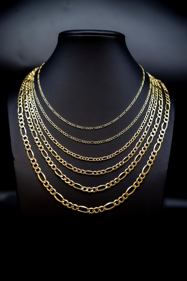 10K Yellow Gold Figaro Chain Necklace,2mm - 6.6mm 16" - 28" Inch, 10k Thick Link Chain, Real 10k Gold Chain, Gold Figaro Chain, Men Women
