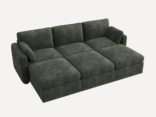 6-Piece Chenille Modular Sectional  Cloud Sofa With Oversized Storage Space