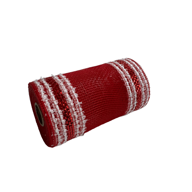 Red/White Deco Mesh - ( 6 Inch x 10 Yards )