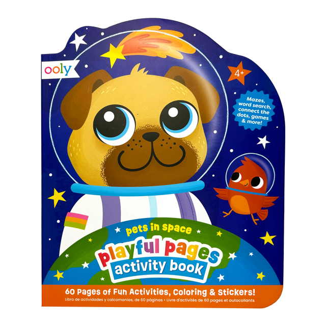Playful Pages Activity Book - Games Coloring Stickers - Pets in Space