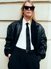 Quilted Vegan Leather Bomber Jacket