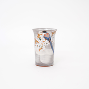 Kutani Ware Handmade Yoshidaya Sakura and Bird Cup