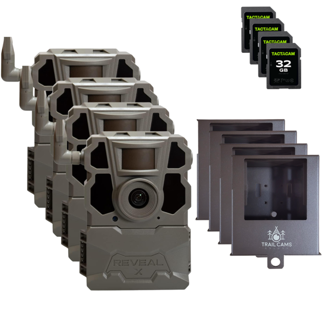 Buy 4 & Save! TACTACAM REVEAL X GEN 2.0 with Steel Security Cases and SD Cards