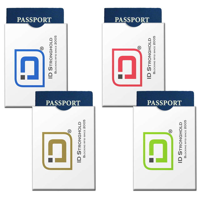 RFID Blocking ID Stronghold Logo Passport Sleeve Covers - 4 Pack