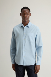 Garment-Dyed Pure Cotton Muslin Shirt - Men - Blue