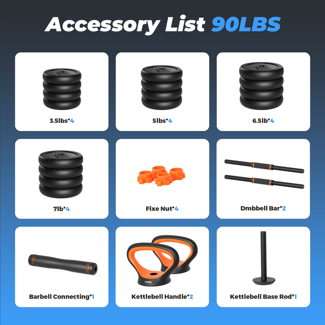 FLYBIRD 4 in 1 Adjustable Dumbbell Kettlebell Weight Set