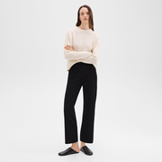 Black Crepe Knit Flared Wide-Leg Pant | Theory Outlet