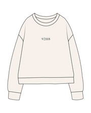 The Womens Heavyweight Crewneck - Off White - B Long Pilates - Center Chest & Back Center Neckline - Embroidered Forest Green