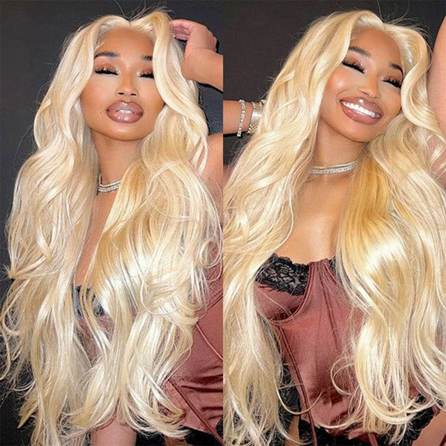 Megalook 13x4 Lace Frontal 613 Blonde Ombre Body Wave Wigs Invisible Knots Natural Hairline