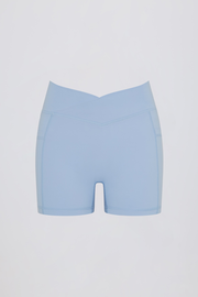 Soft Active Pocket V-Waist Mini Shorts in Sky