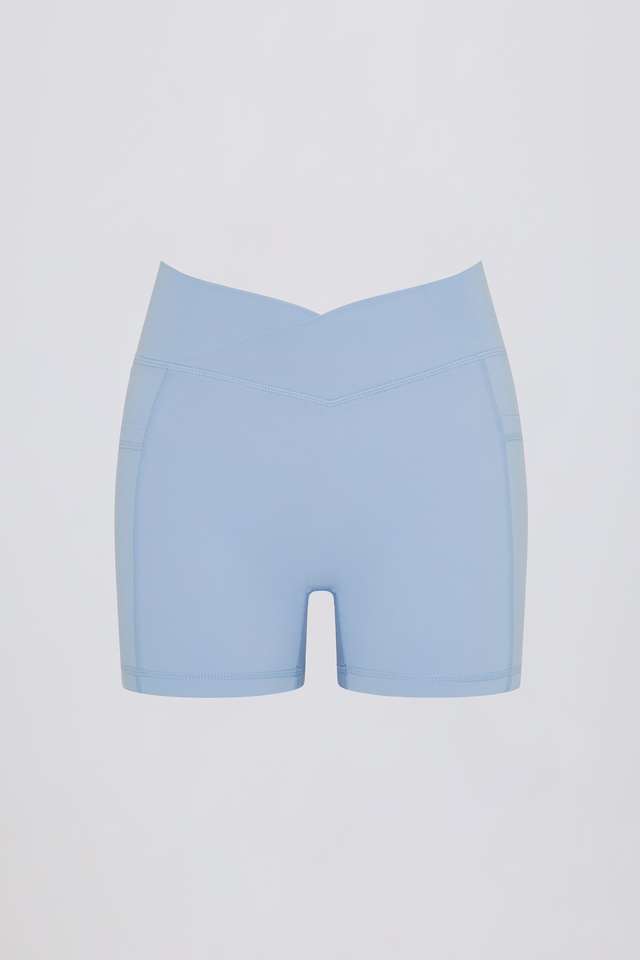 Soft Active Pocket V-Waist Mini Shorts in Sky