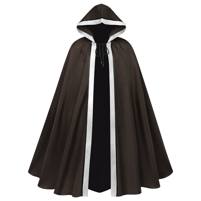 Women Men Hooded Cloak Medieval Renaissance Costume with Hood Cape Halloween Dress Up