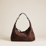 Small Maurice Hobo w/ Convertible Handle - Suede Espresso