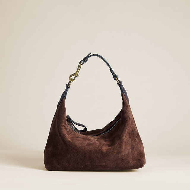 Small Maurice Hobo w/ Convertible Handle - Suede Espresso