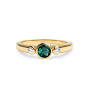 Barrington Emerald Ring with Diamond Side Stones in 14k Gold (May)