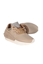 Esse Ut Esse - Beige Leather Fringe Trim Sneakers Sz 5
