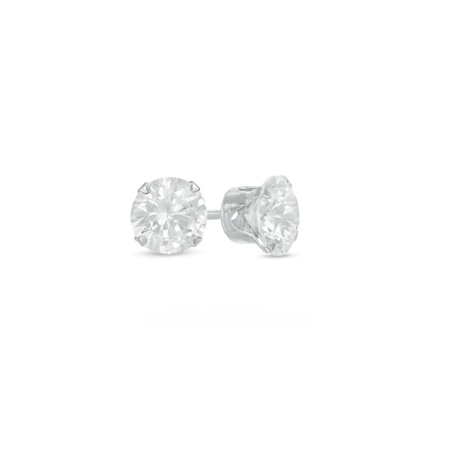 Unbranded E807048W4CRWS Lab Created White Sapphire Stud Earrings In 14K White Gold