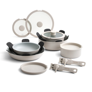 Everten Flex 16pc Non Stick Cookware Set Warm Grey
