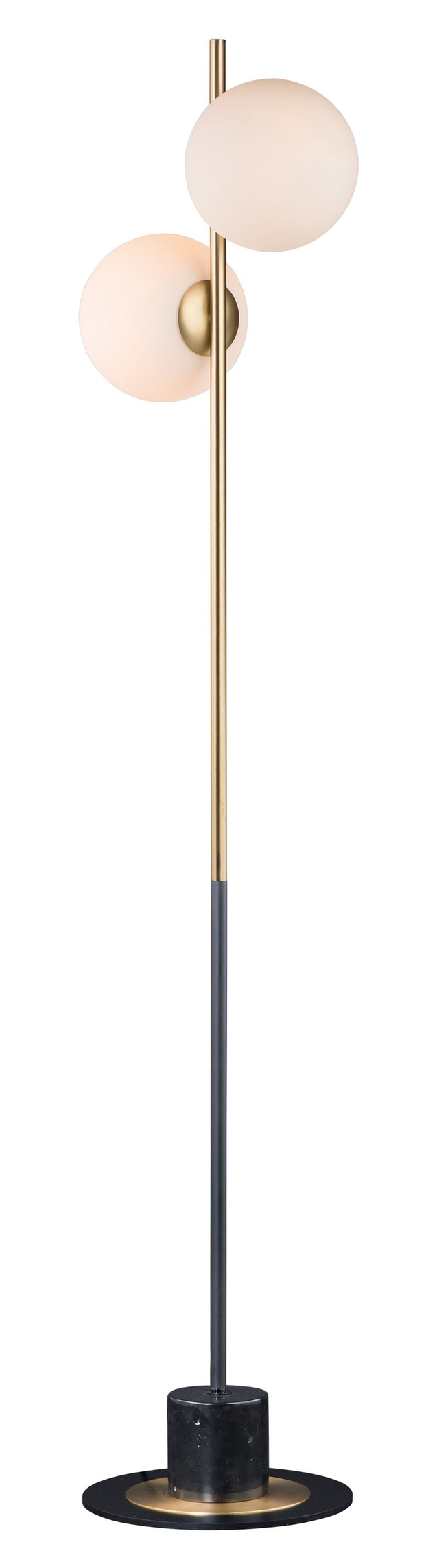 Vesper 69" Floor Lamp in Black and Satin Brass